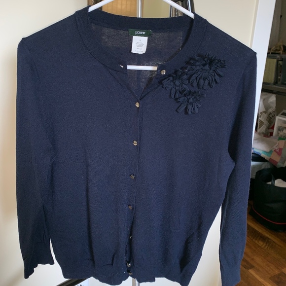 J. Crew Sweaters - SOLD J Crew Navy Bouquet Cardigan Sweater S